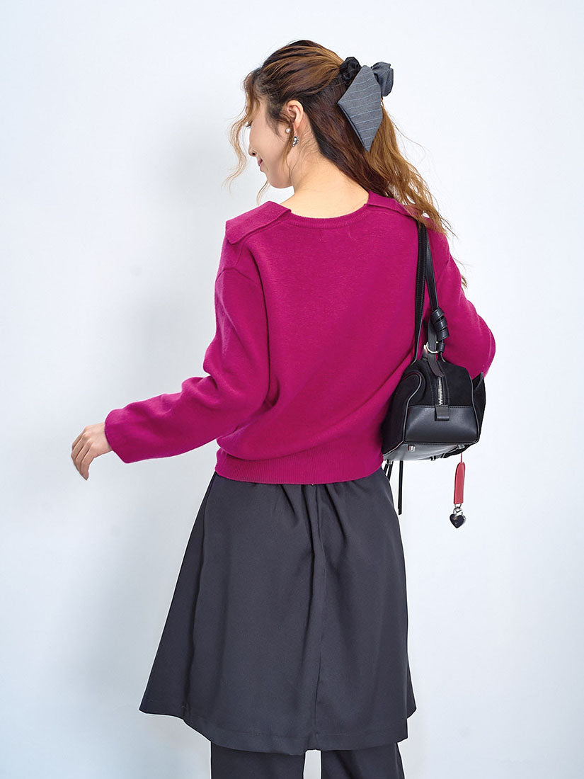 Sailor Collar Woollen Cardigan (3 Colours)