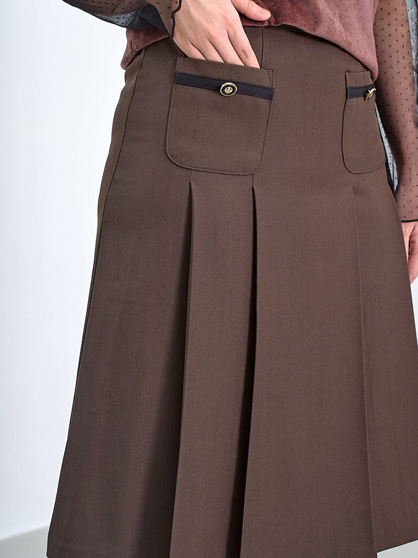 Front Pocket Pleated Skirt (3 Colours)