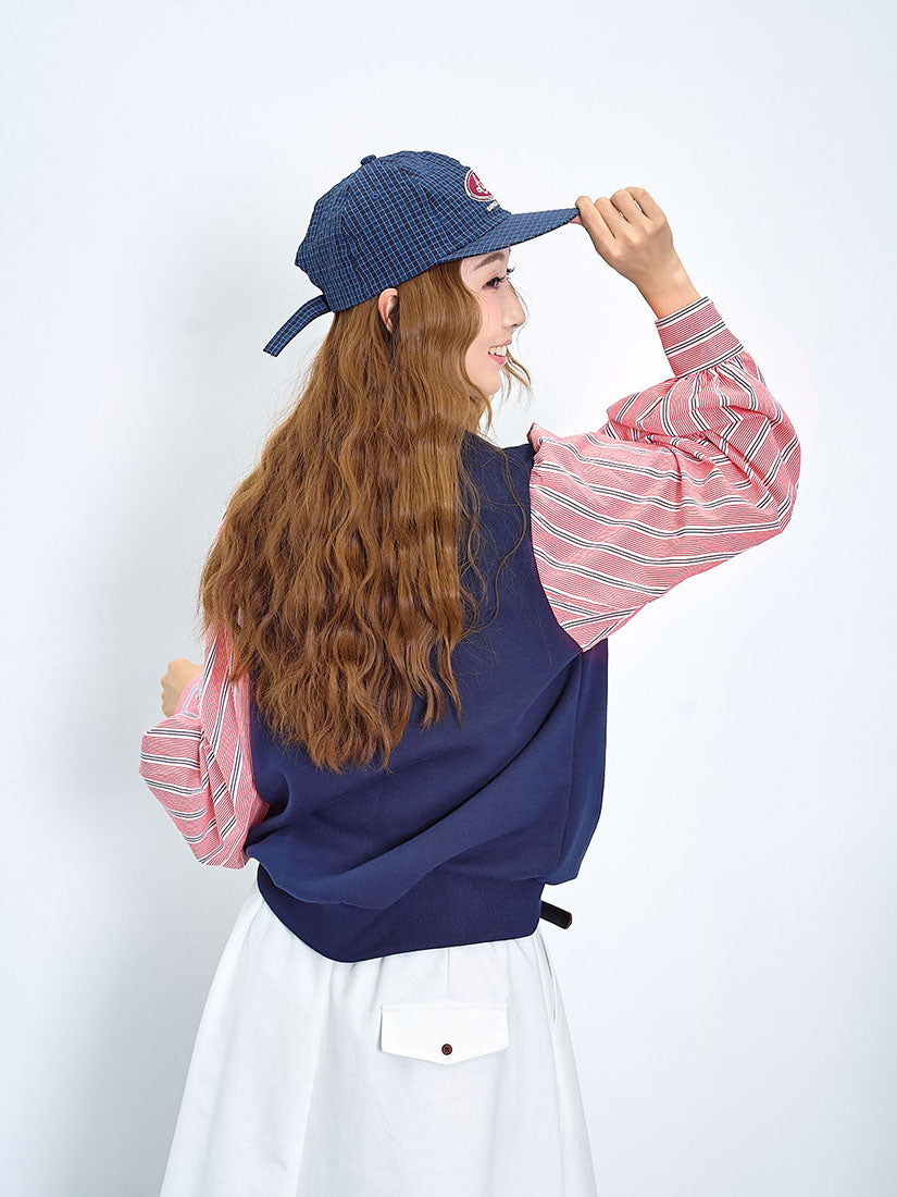 Striped Shirt Sleeve Sweatshirt (2 Colours)