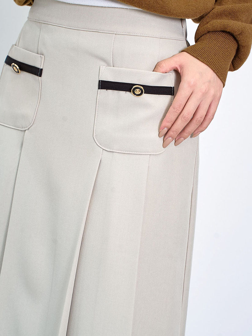 Front Pocket Pleated Skirt (3 Colours)