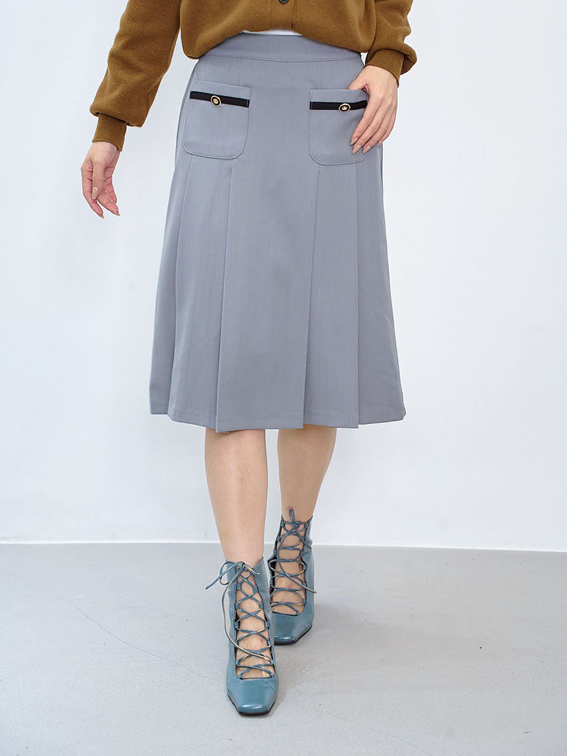 Front Pocket Pleated Skirt (3 Colours)