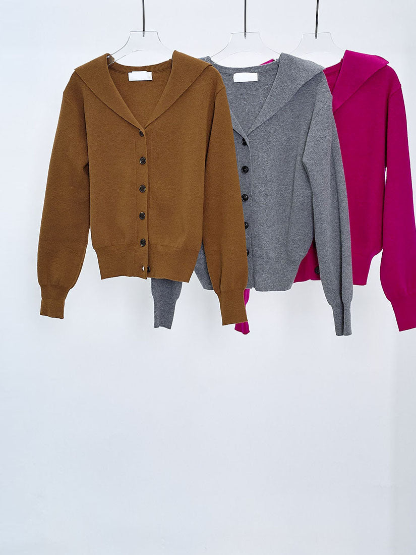 Sailor Collar Woollen Cardigan (3 Colours)