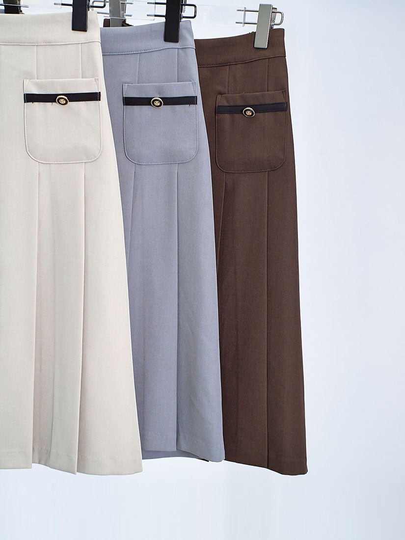 Front Pocket Pleated Skirt (3 Colours)