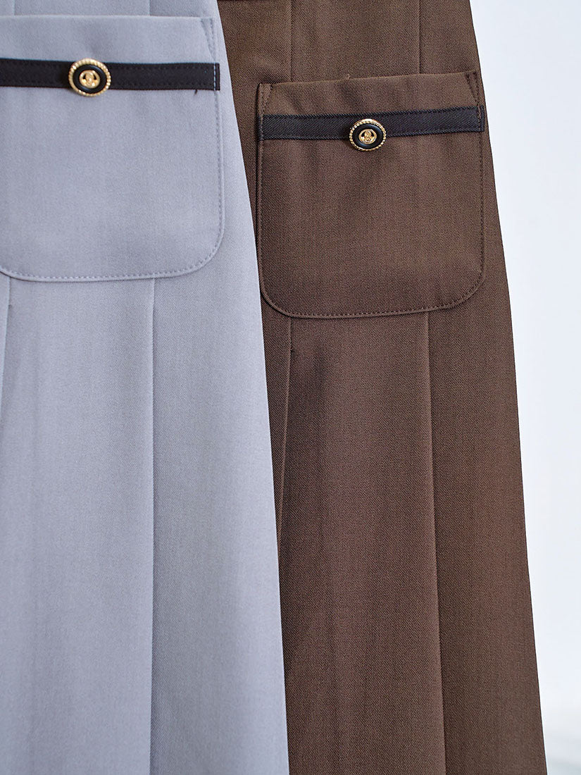 Front Pocket Pleated Skirt (3 Colours)