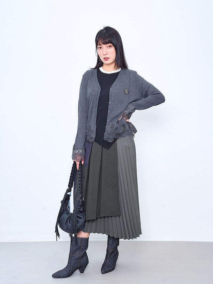 Layered Pleated Two Tone Skirt (2 Colours)