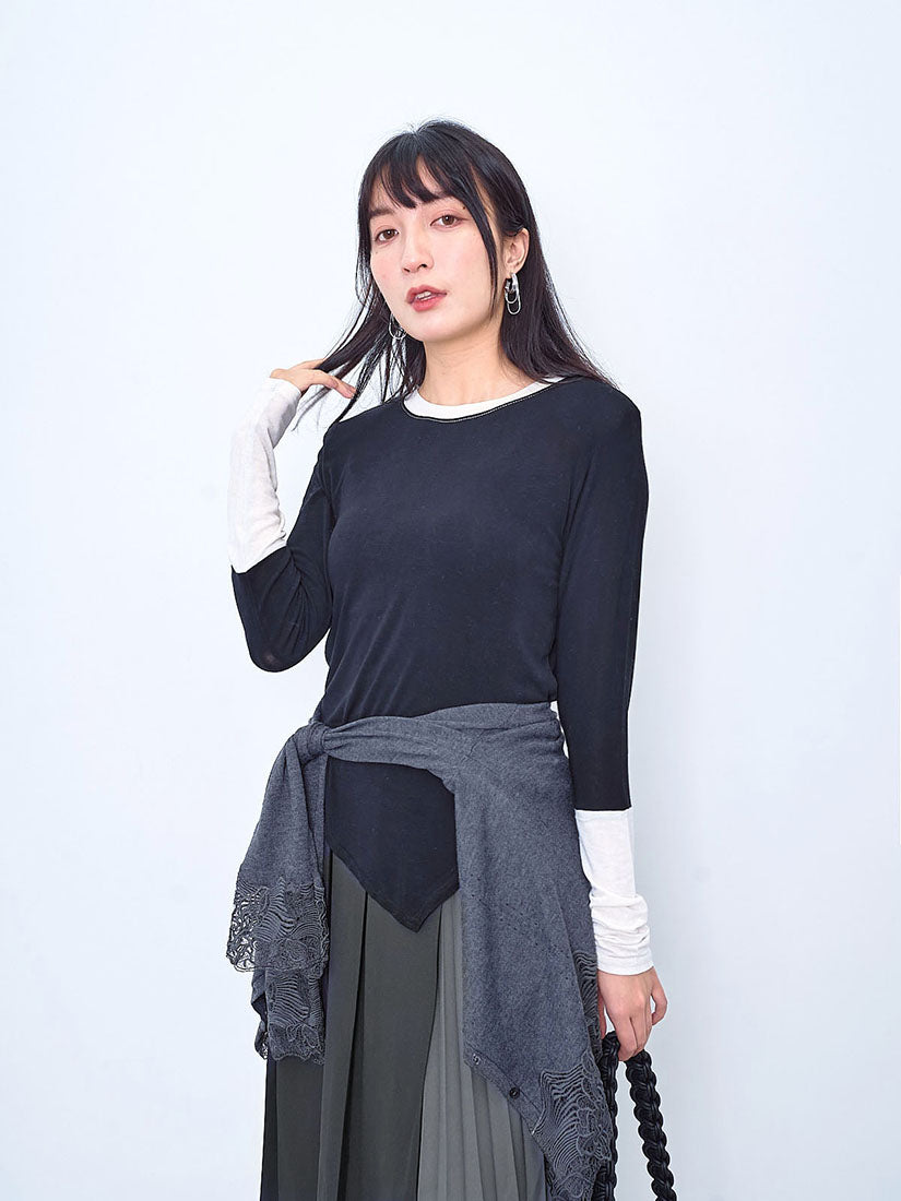 Asymmetric Hem Colourblocked Top (2 Colours)