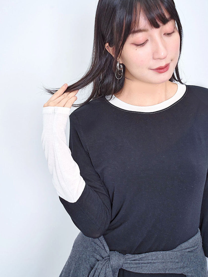 Asymmetric Hem Colourblocked Top (2 Colours)