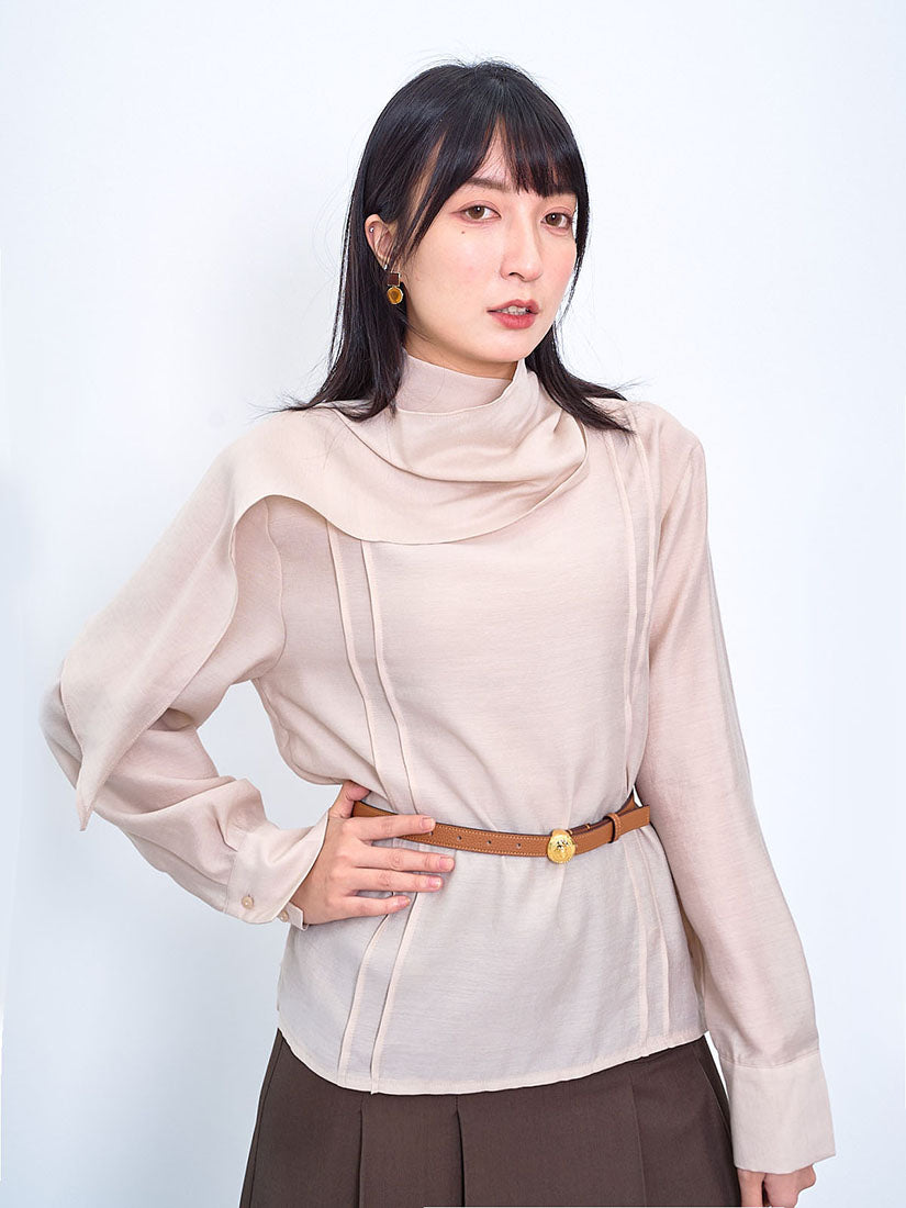 Scarf Neck Open Back Shirt (2 Colours)
