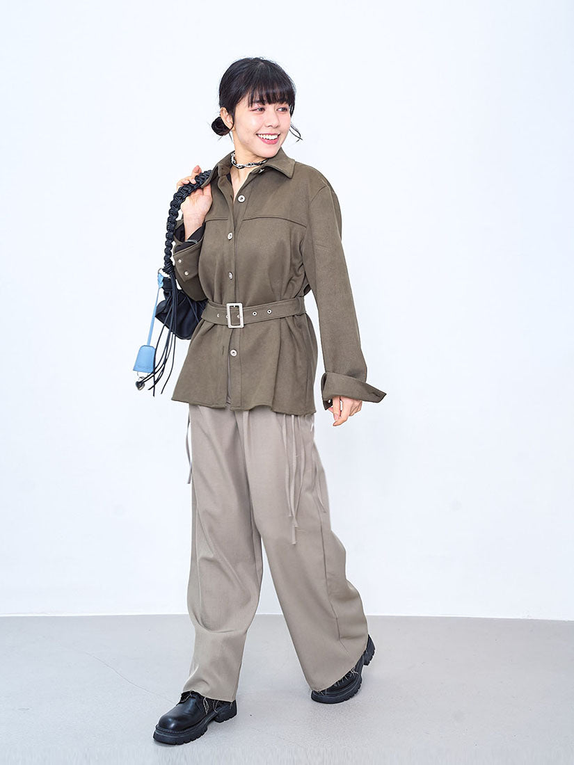 Belted Suede Shirt Jacket (2 Colours)
