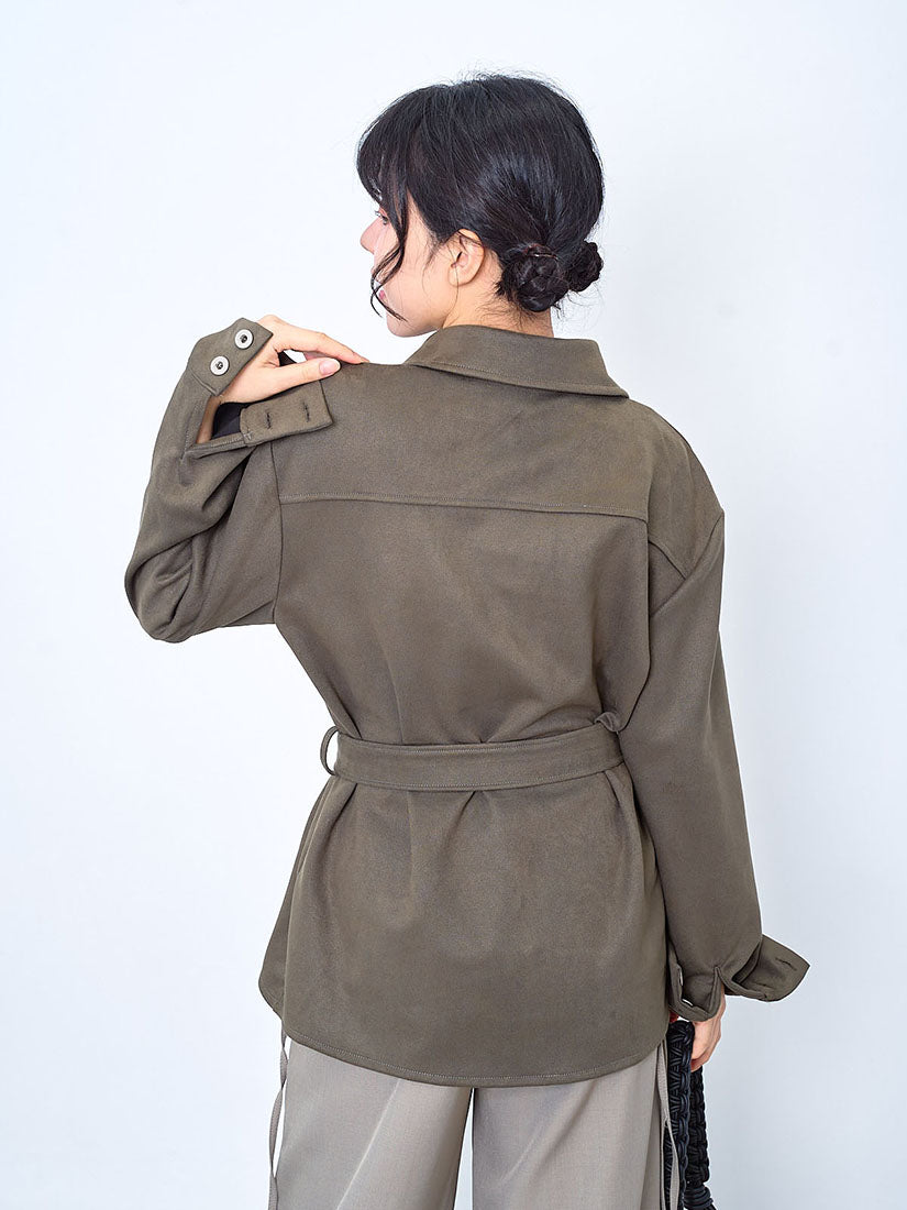Belted Suede Shirt Jacket (2 Colours)