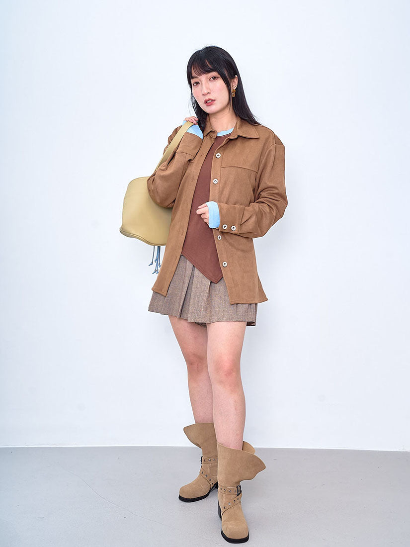 Belted Suede Shirt Jacket (2 Colours)