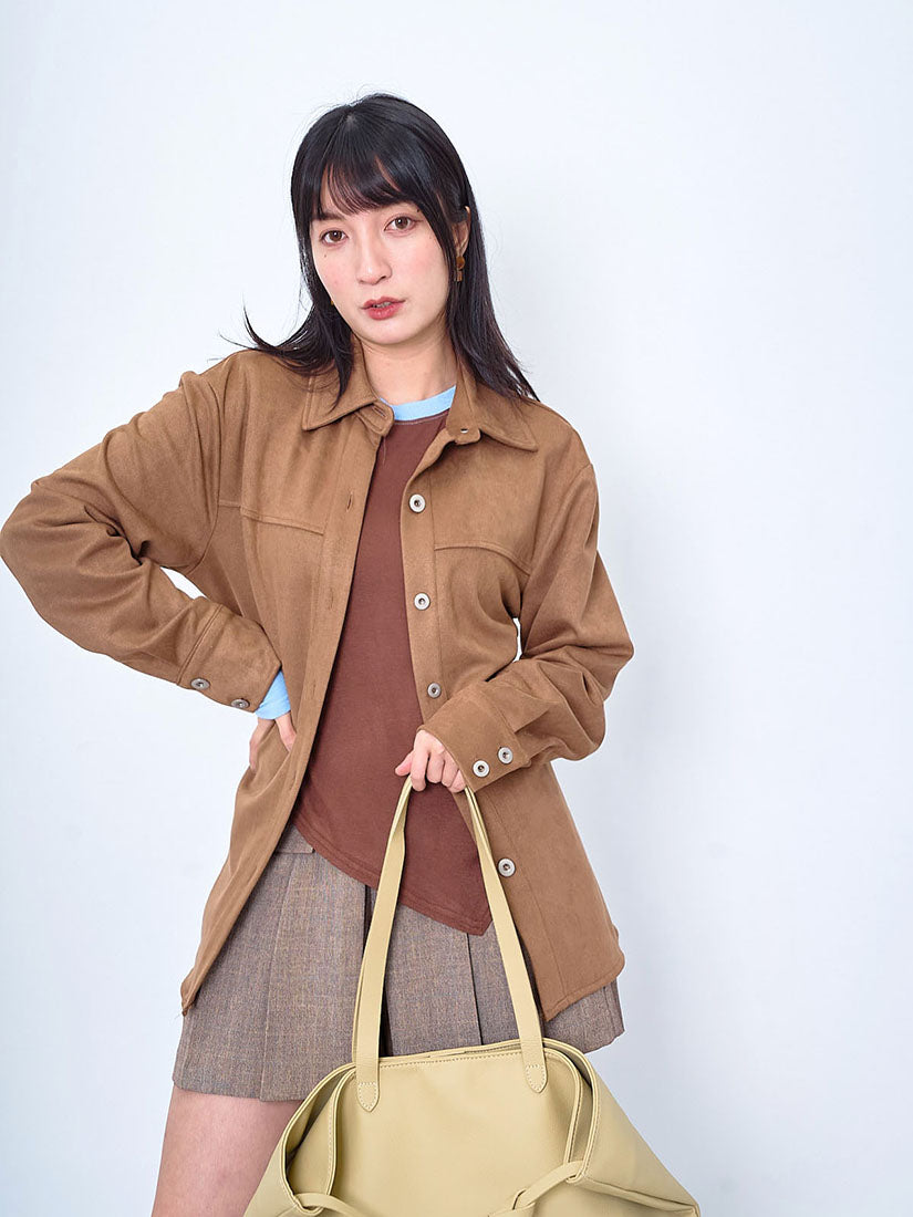 Belted Suede Shirt Jacket (2 Colours)