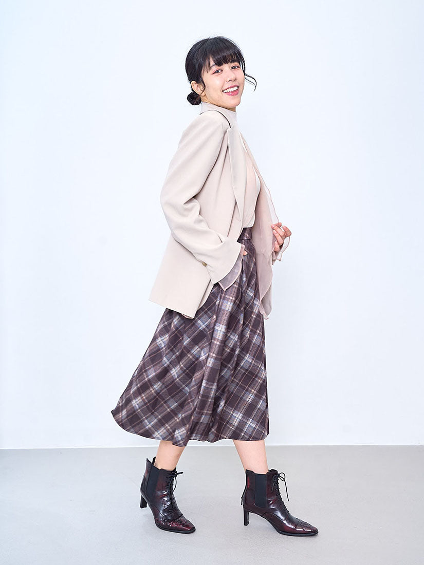 Tartan Printed Flare Skirt (2 Colours)