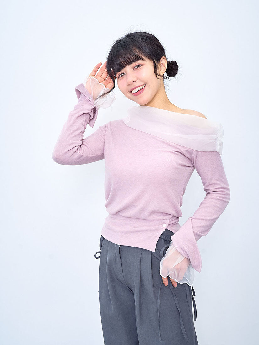 Mesh Neck One Shoulder Top (2 Colours)