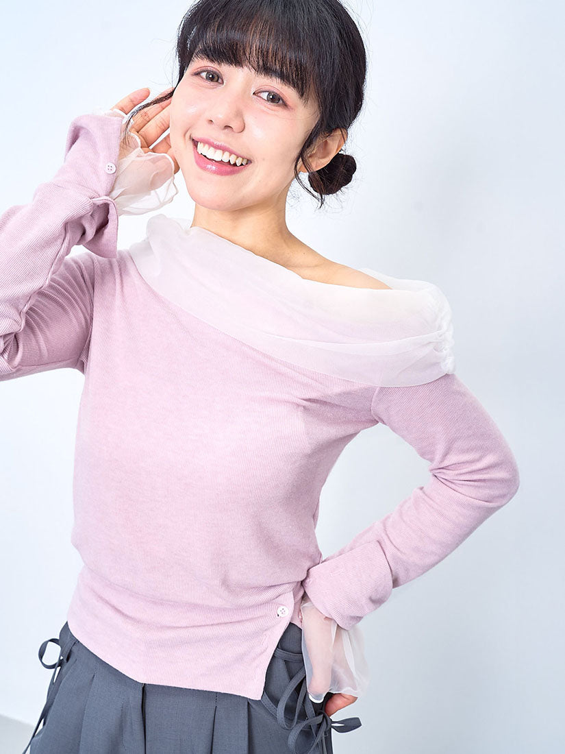 Mesh Neck One Shoulder Top (2 Colours)