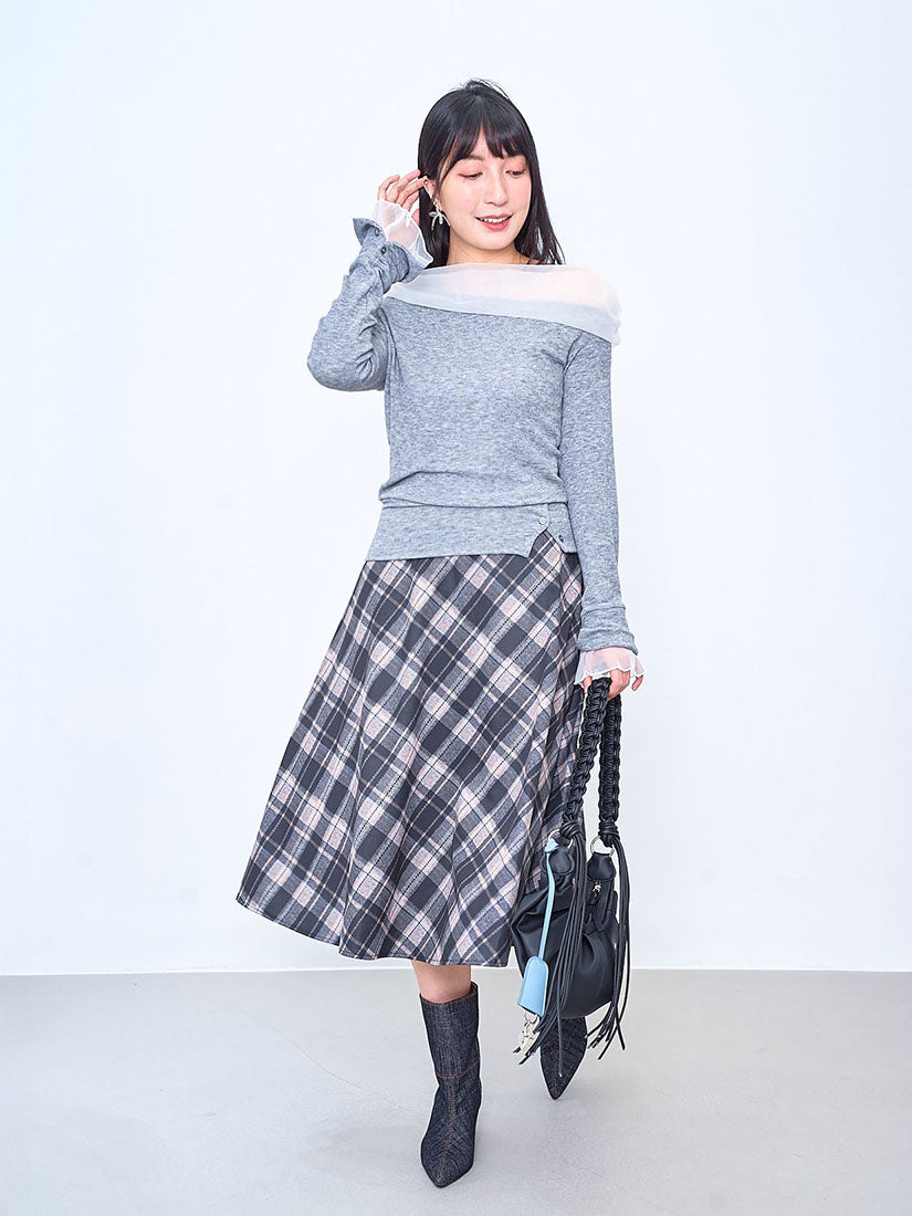 Tartan Printed Flare Skirt (2 Colours)