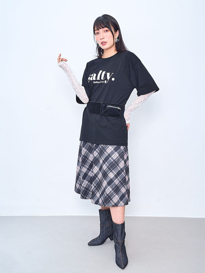 Tartan Printed Flare Skirt (2 Colours)