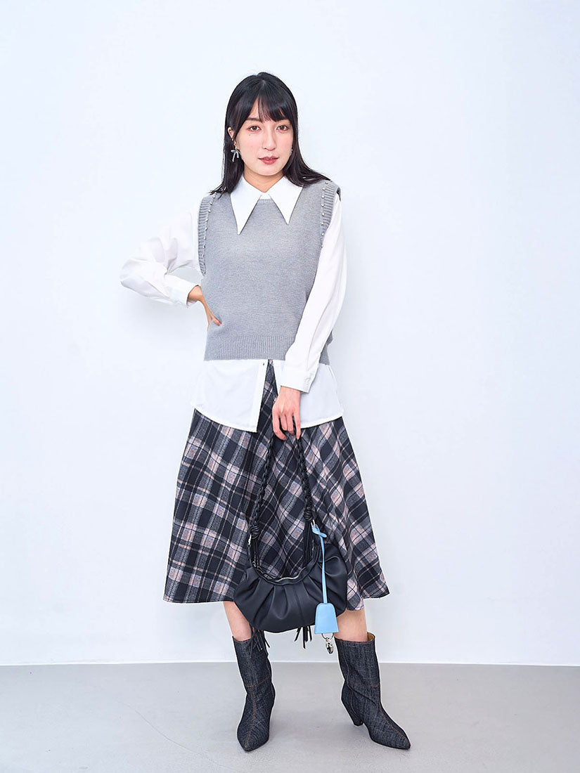 Tartan Printed Flare Skirt (2 Colours)