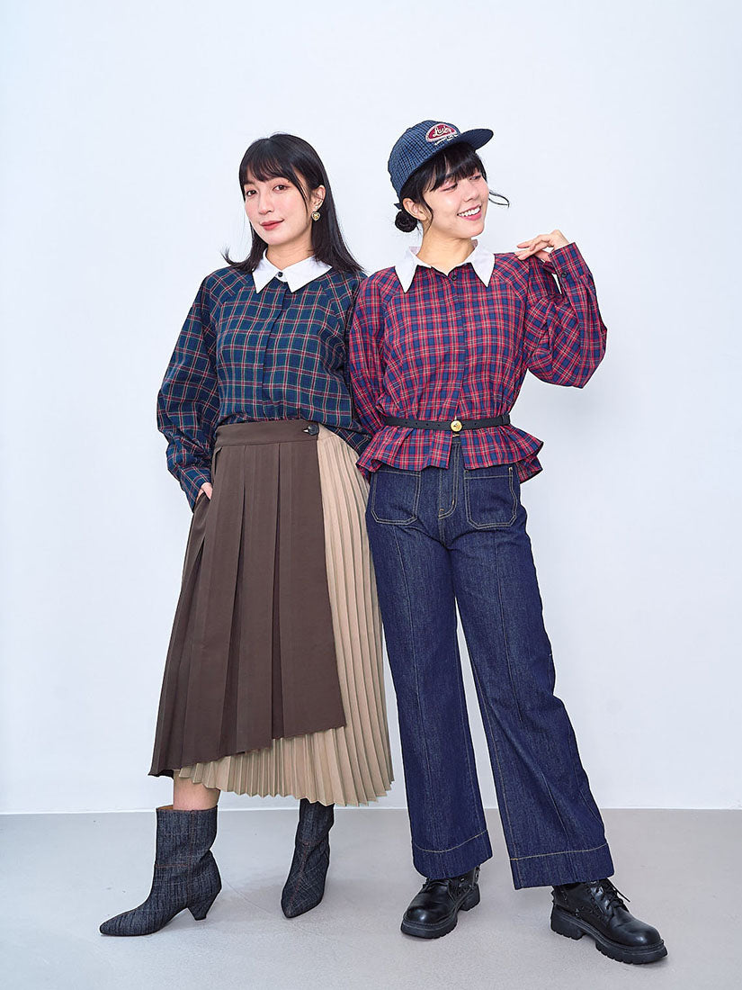 Contrast Collar Plaid Shirt (2 Colours)