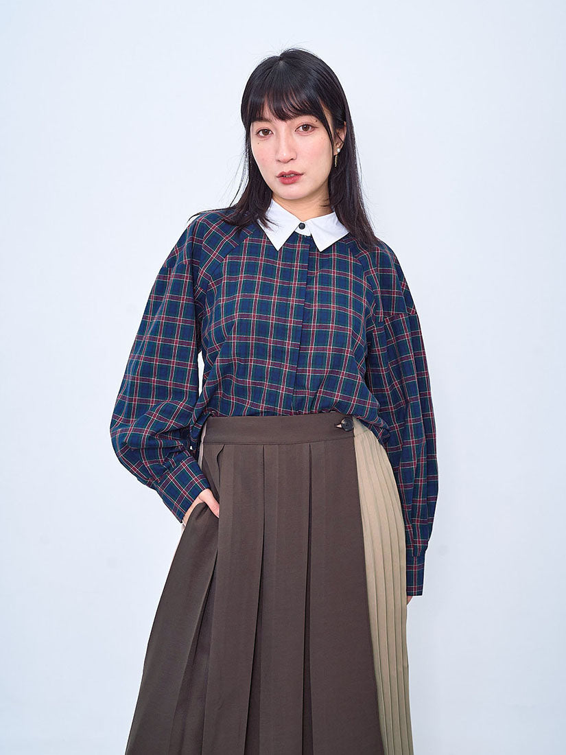 Contrast Collar Plaid Shirt (2 Colours)