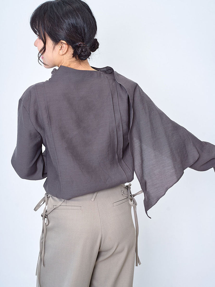 Scarf Neck Open Back Shirt (2 Colours)