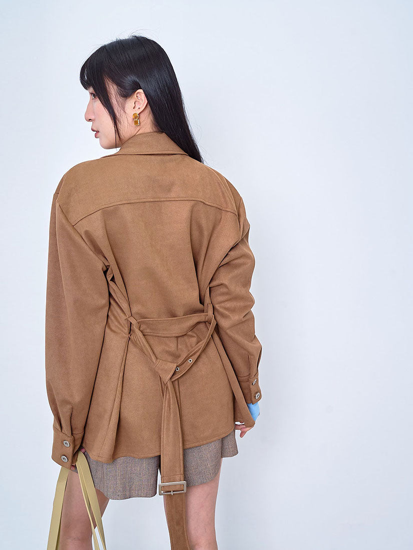 Belted Suede Shirt Jacket (2 Colours)