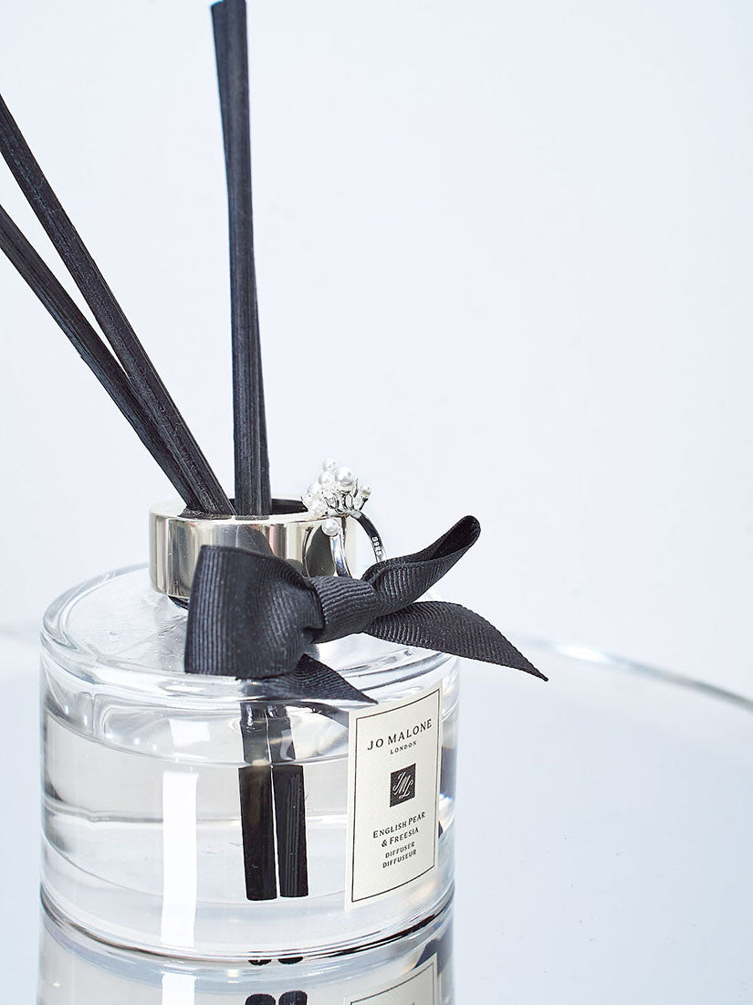 Pearl Crystal Bunch Silver Ring