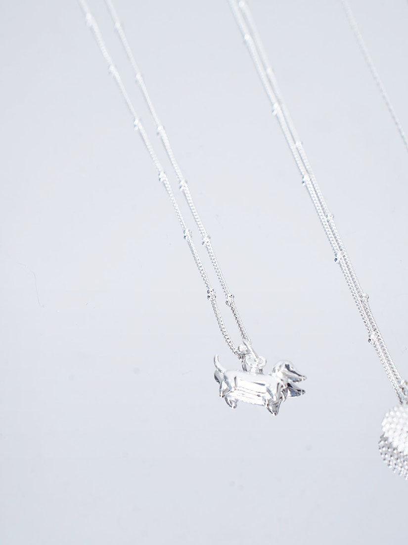 Silver Dog Beads Necklace