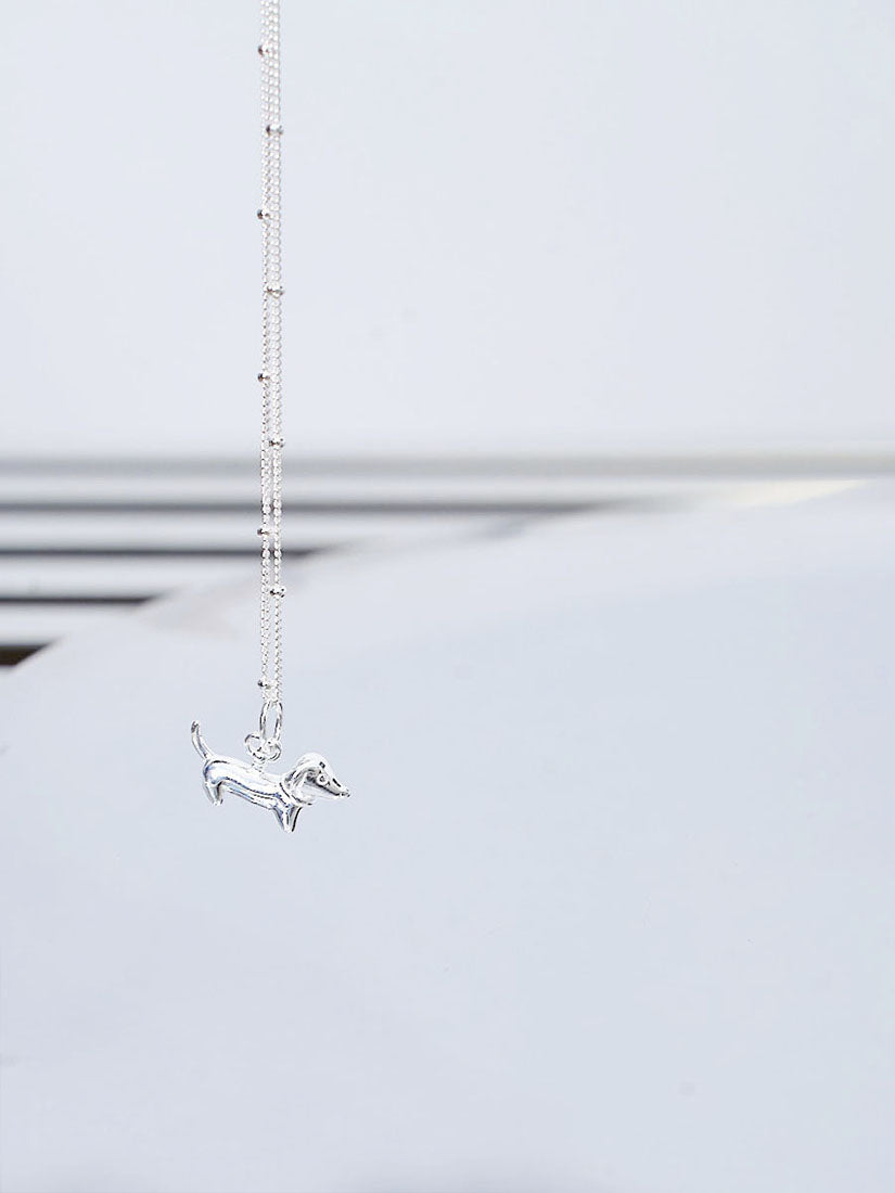 Silver Dog Beads Necklace