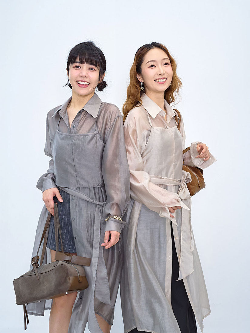 Long Shirt With Tie Waist Cami Crop Top (2 Colours)