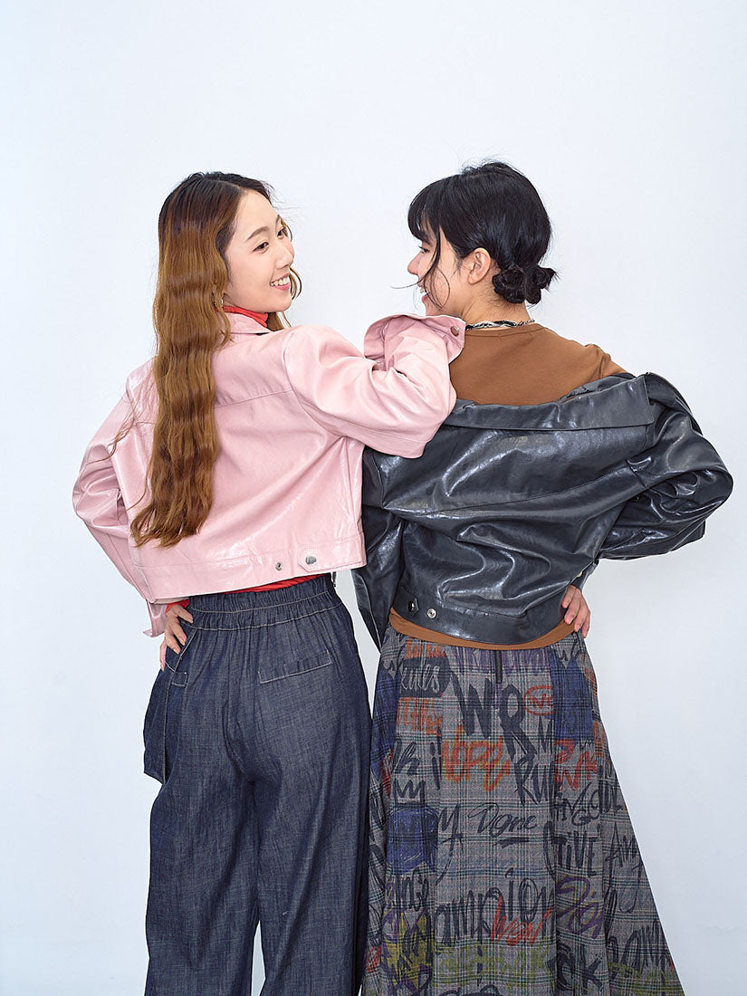 Leather Zip Up Crop Jacket (2 Colours)