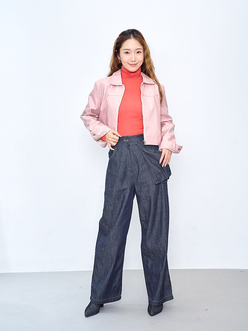 Leather Zip Up Crop Jacket (2 Colours)