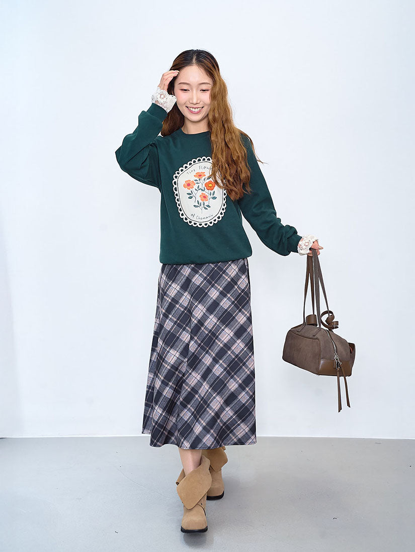 Tartan Printed Flare Skirt