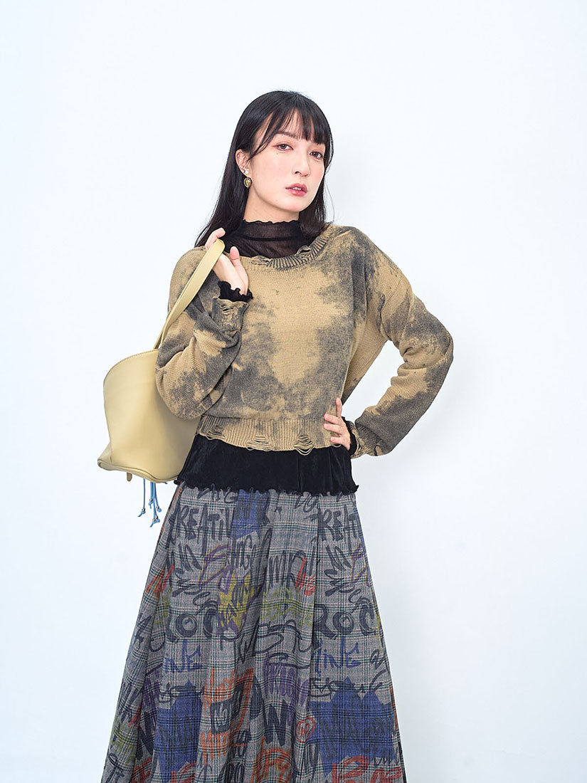 Tie Dye Printed Distressed Crop Jumper (2 Colours)