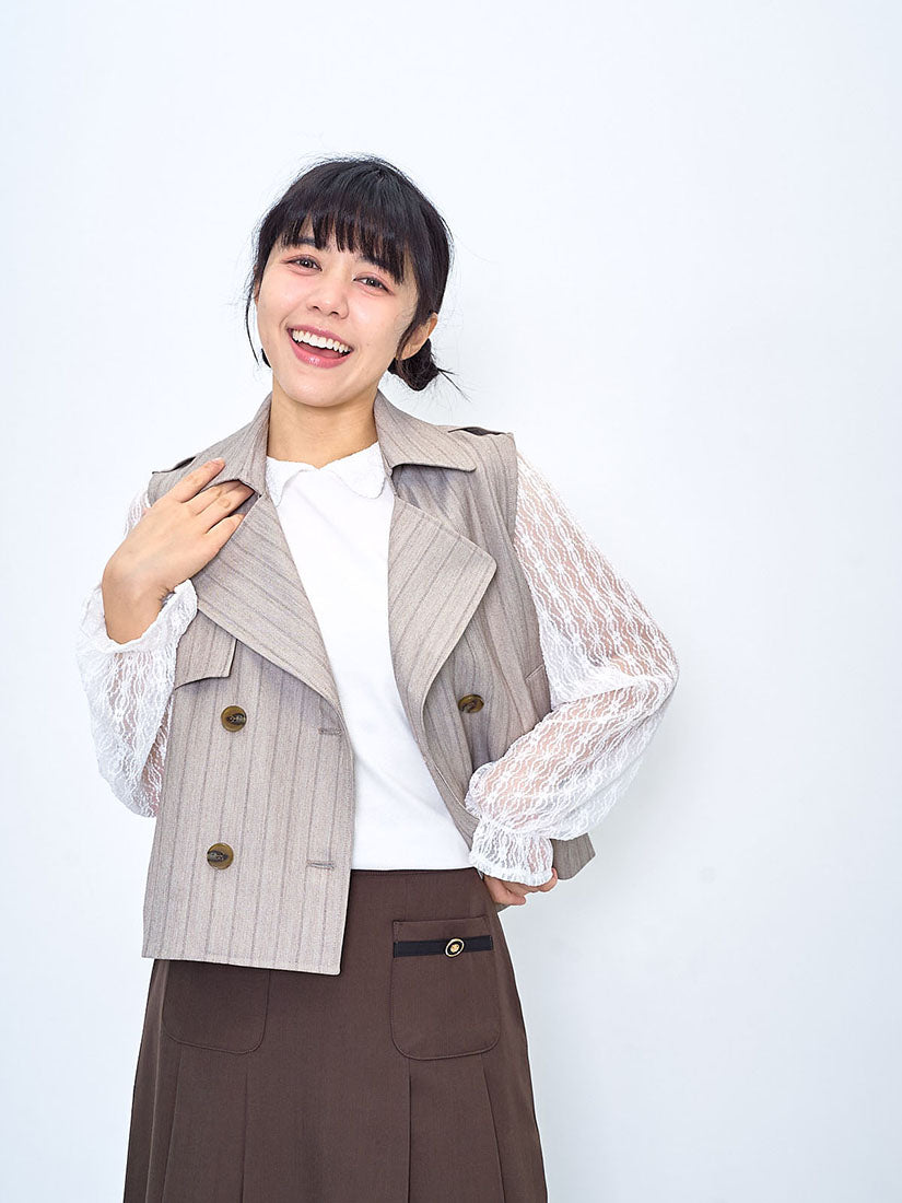 Flap Striped Double Breasted Waistcoat (3 Colours)