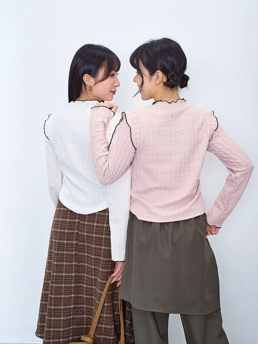 Lettuce Edge Detail Wrinkle Top (2 Colours)