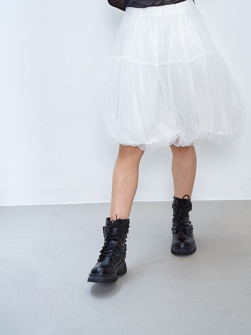 Mesh Balloon Skirt
