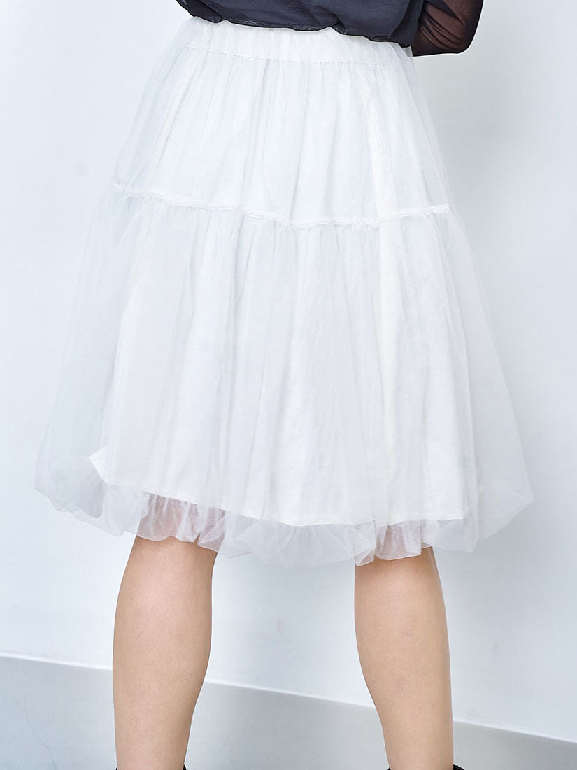 Mesh Balloon Skirt