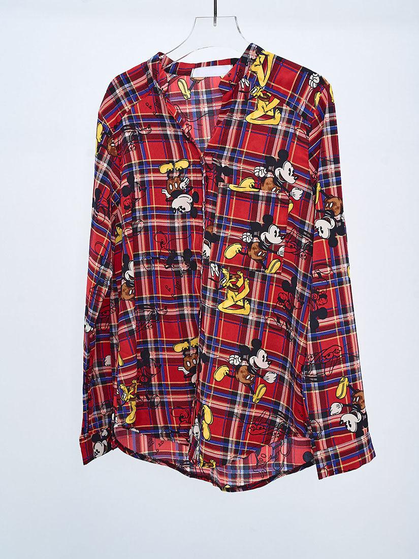 Mickey & Pluto Plaid Printed Shirt