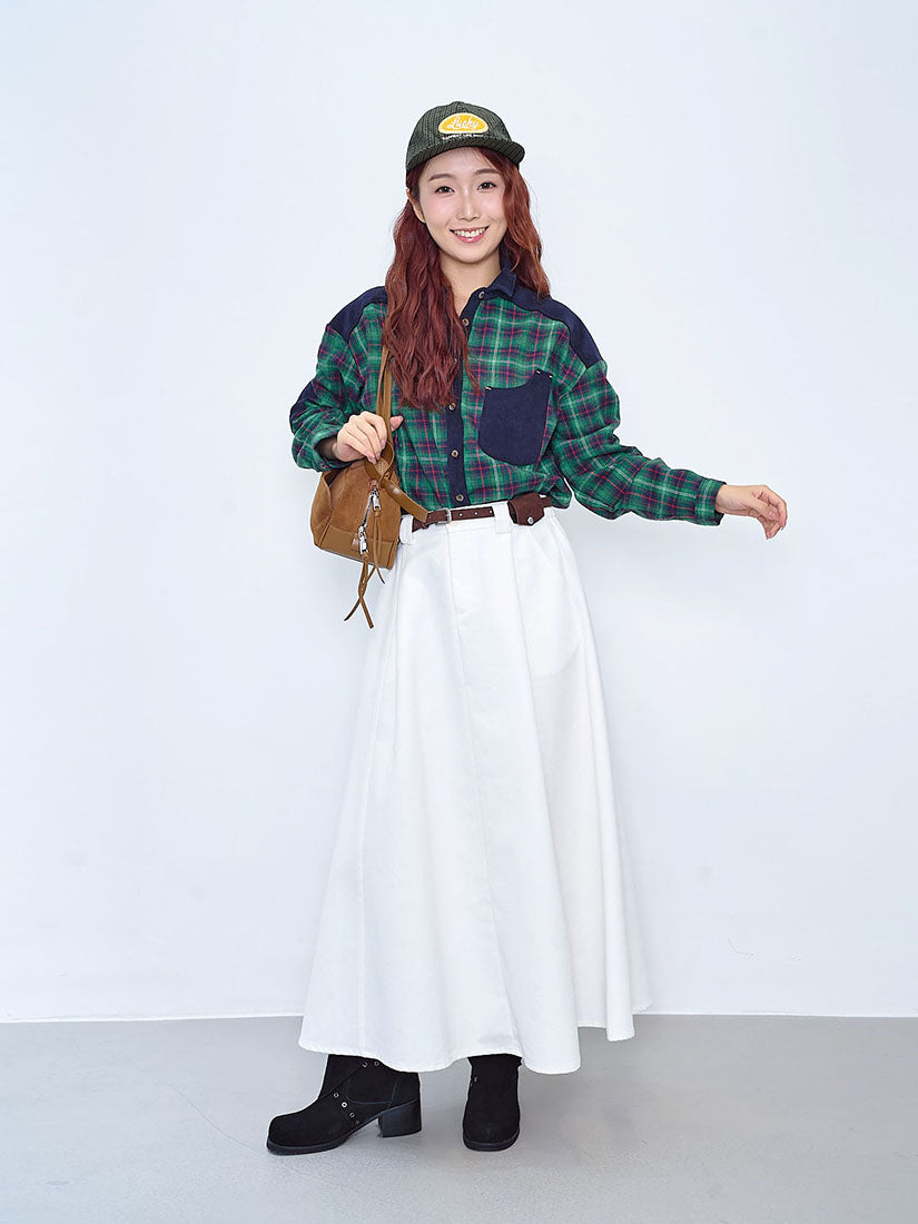 Corduroy Trim Tartan Shirt (2 Colours)