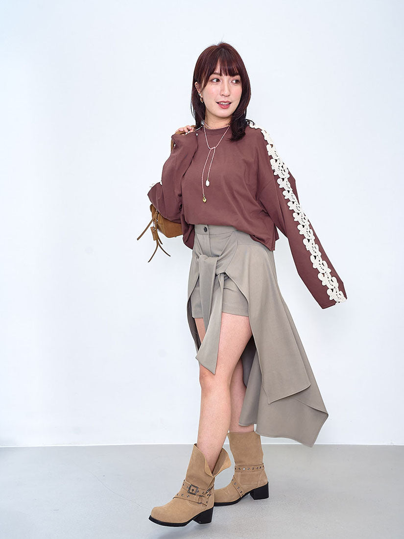 Lace Trim Sleeve Top (2 Colours)