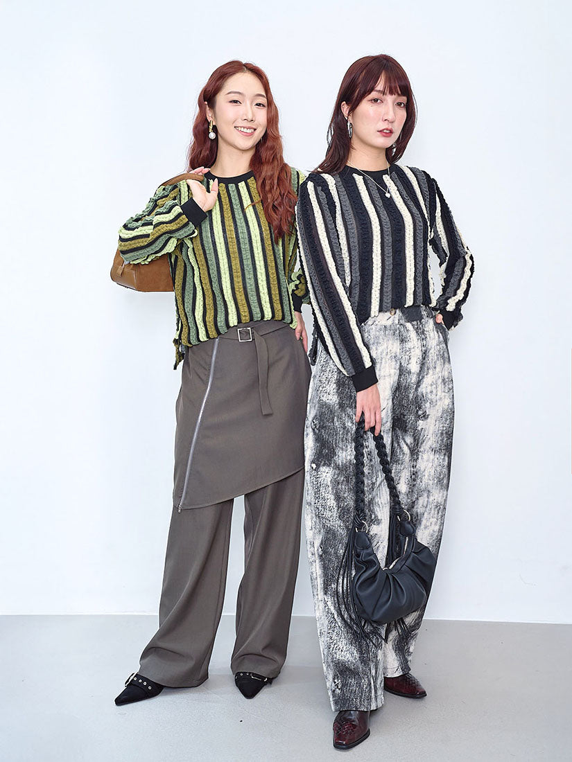 Ruffle Stripe Textured Top (2 Colours)