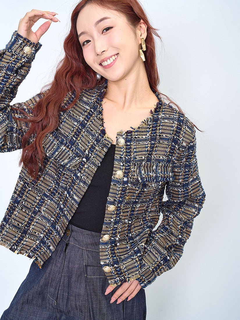 Golden Checkered Tweed Jacket (2 Colours)