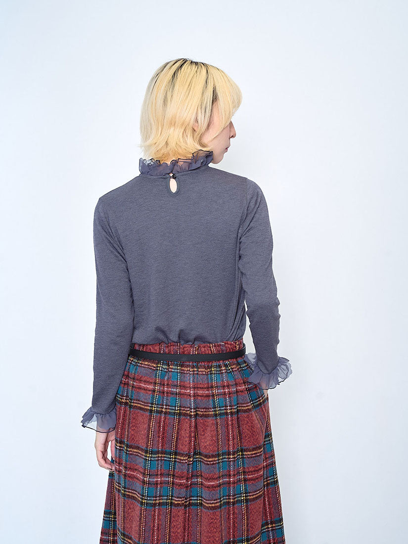 Layered Ruffle Mesh Neck Top (3 Colours)