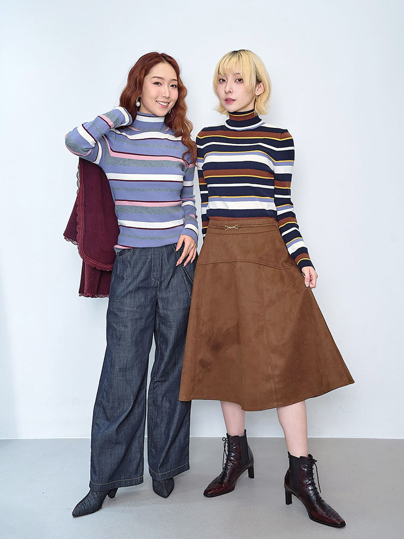 Striped Turtle Neck Sweater (2 Colours)