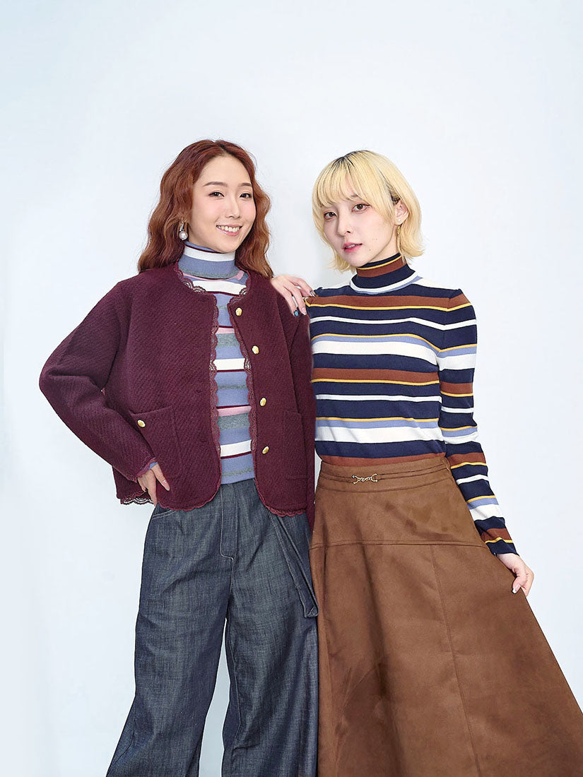 Striped Turtle Neck Sweater (2 Colours)