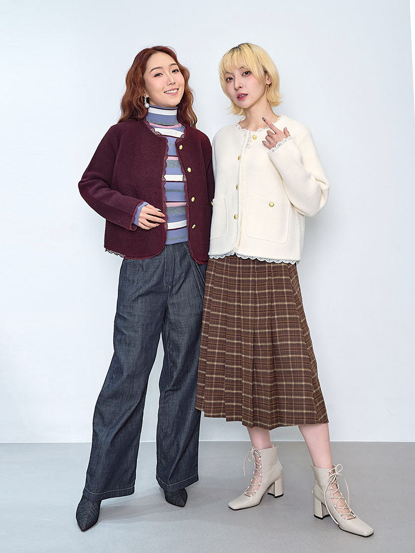 Lace Edge Woollen Jacket (2 Colours)