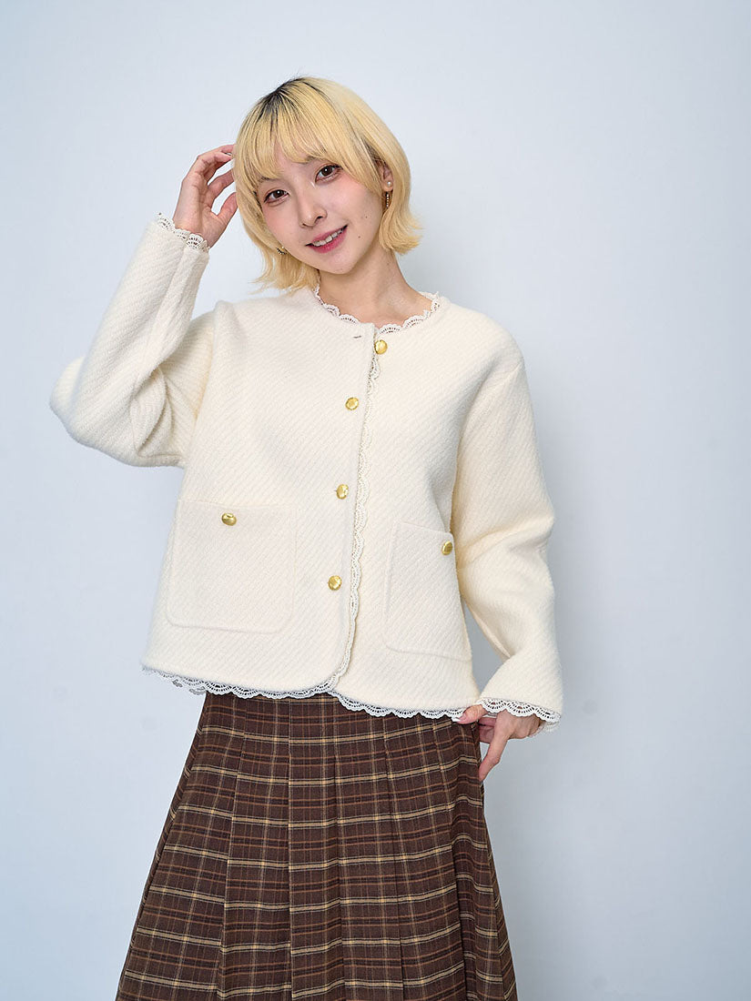 Lace Edge Woollen Jacket (2 Colours)