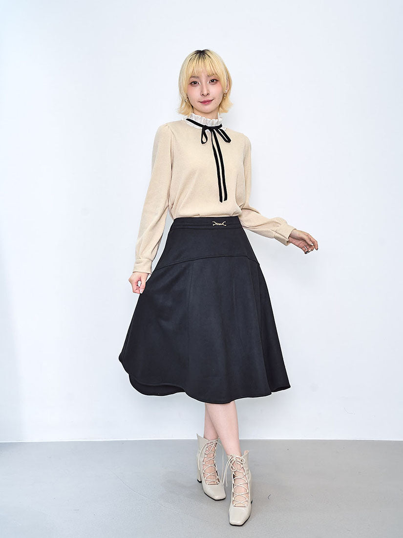 Horsebit Detailed Suede Skirt (2 Colours)