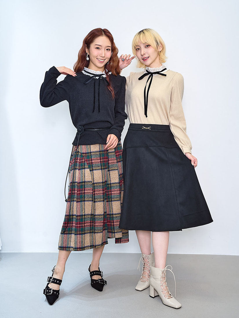 Velvet Ribbon Bow Neck Top (2 Colours)